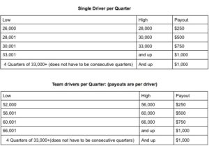 Driver Payouts Table